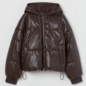 H&M Boxy Puffer Jacket - DARK BROWN